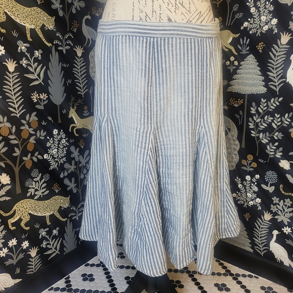 Free People Candace Midi Skirt Blue Stripe Medium - Picture 4 of 10